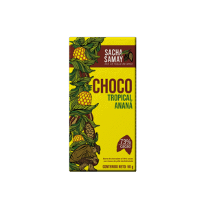 Barra de chocolate 73% con trozos de piña